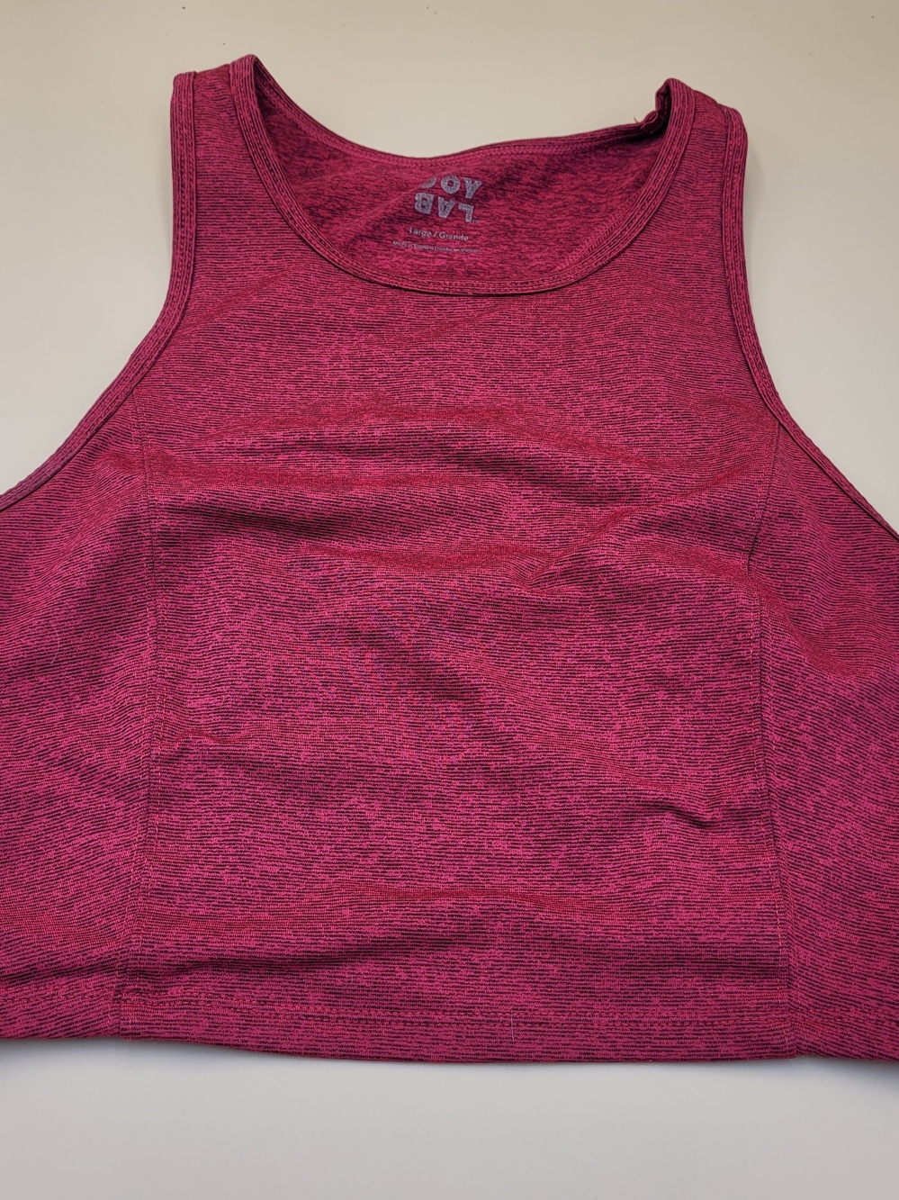 JOY LAB High Neck Long Line Sports Bra Heathered Burgundy - Women’s  Large Crop